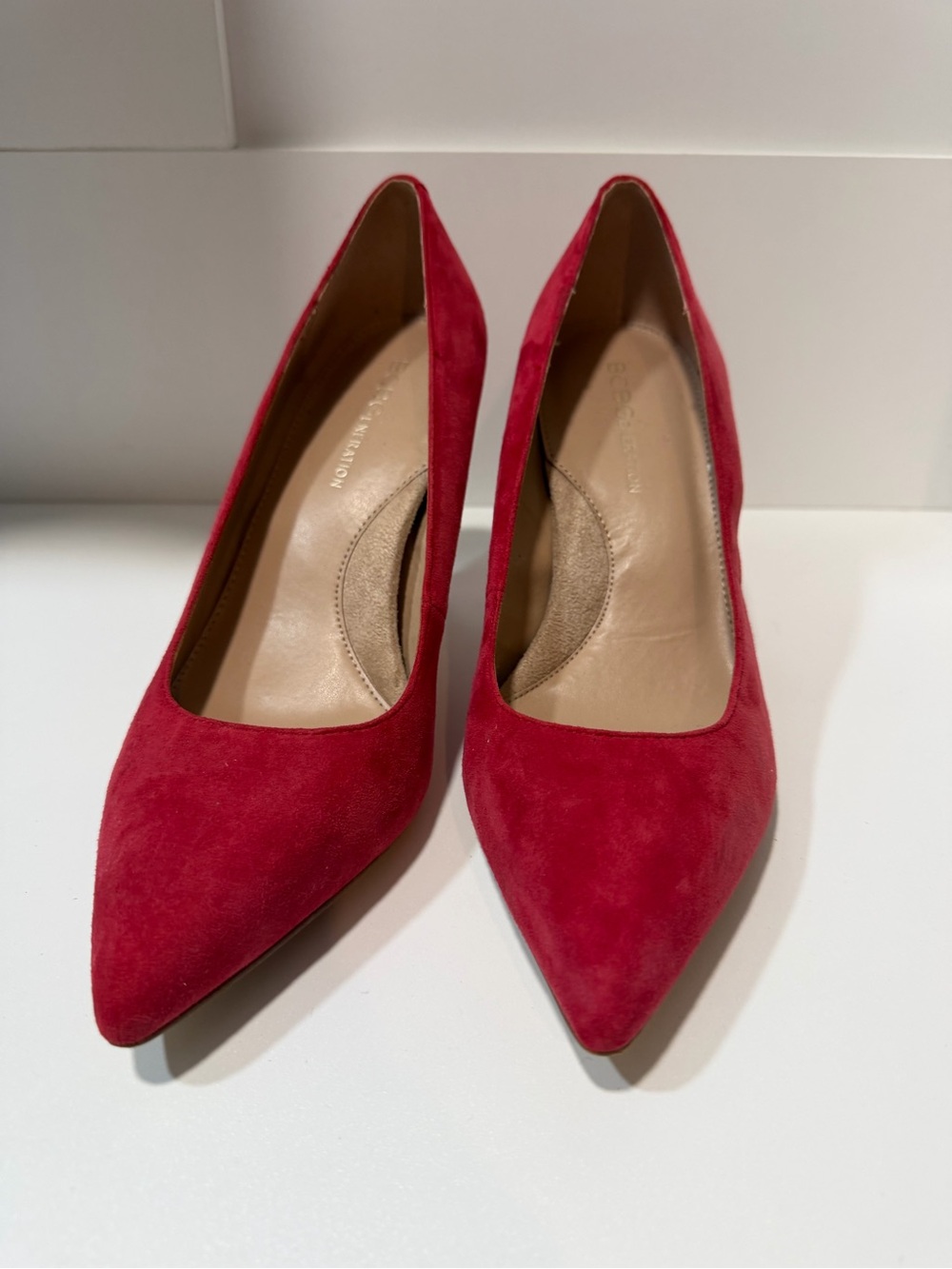 Classic Red Suede Pointed-Toe Pumps